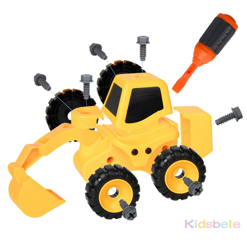 Otroci DIY Montaža Inženiring Tovornjak Kopač Buldožer Otrok Vijak Fant Ustvarjalno Orodje, Izobraževanje Igrača Avto Model