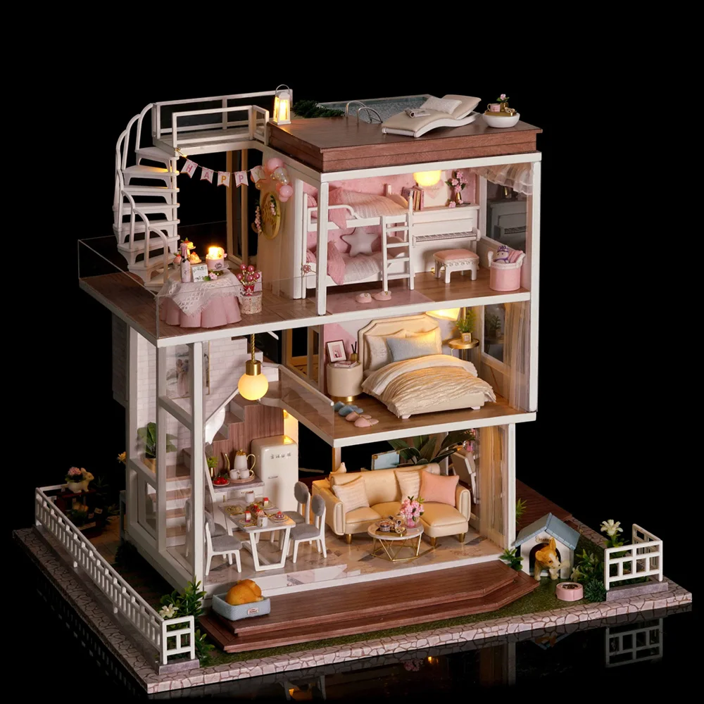 Otroci Igrače Diy Lutke Sestavljanje Lesenih Miniature Lutka Hiša Pohištvo Miniaturni Lutke Sestavljanke Izobraževalne Igrače Za Otroke