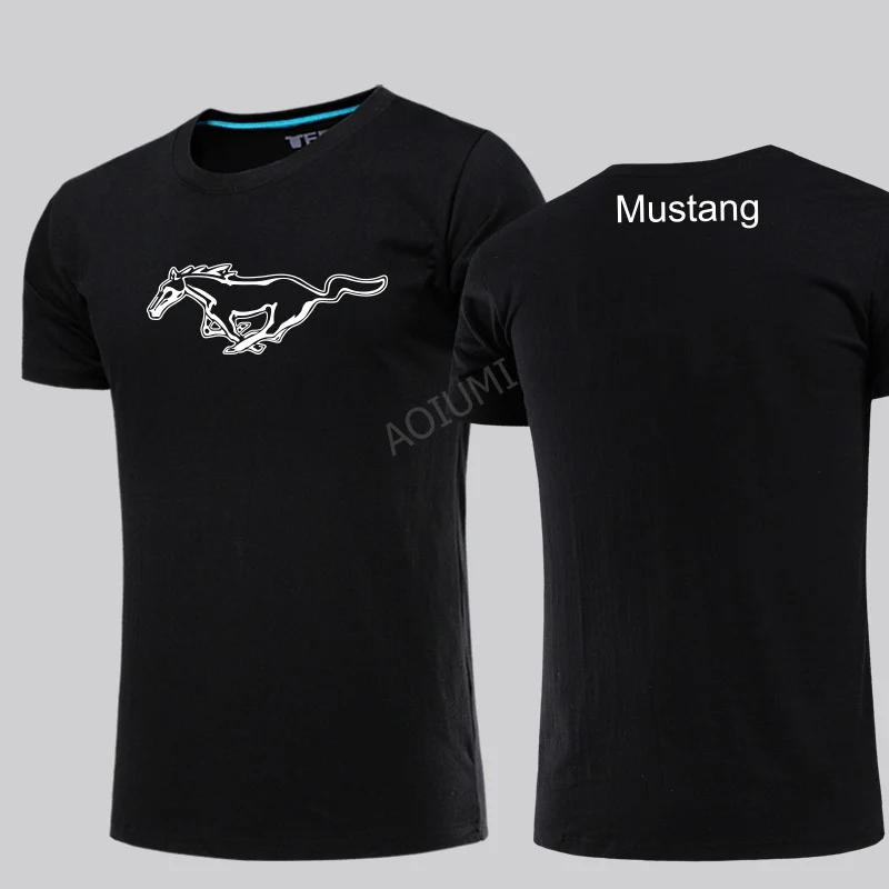 Nov Poletni moški in ženska moda mustang T-Shirt Moški novo kratek Rokav T shirt barvo vrhovi