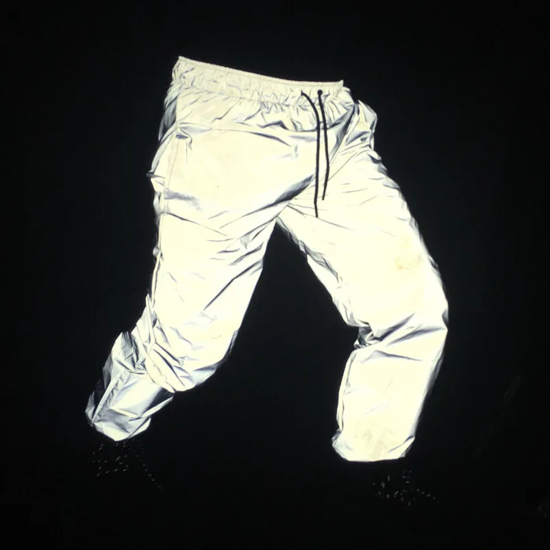 Dropshipper hip hop moške reflektivni hlače joggers moških sweatpants ulične priložnostne noč svetlobe reflektivni hlače za pare