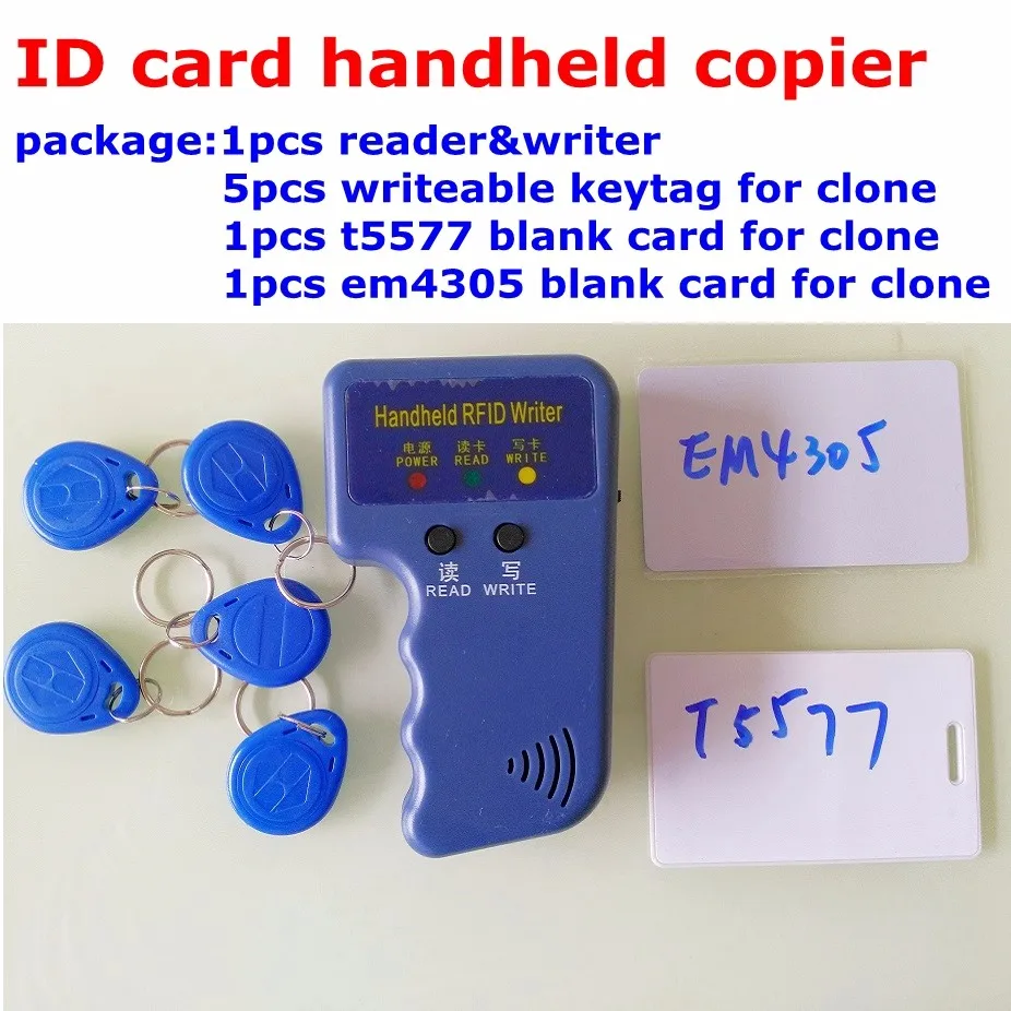 RFID 125khz ID EM4100 ročni prenosni Bralnik pisatelj cloner kopirni stroj programer kopijo klon writeable keytag t5577 em4305 kartico