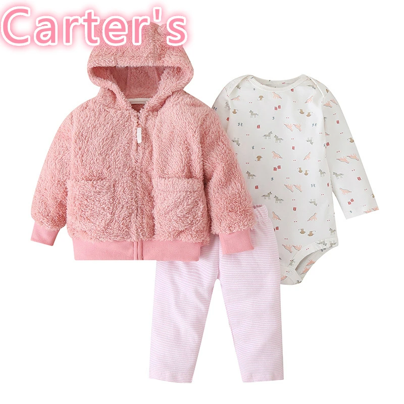 Carter je 3 kos roza Baby Girl Obleke Babygirl Oblačila Vestiti Bimba Recem Nascido Menina Ubrania Dla Niemowlaka Novo Rojen Dekle