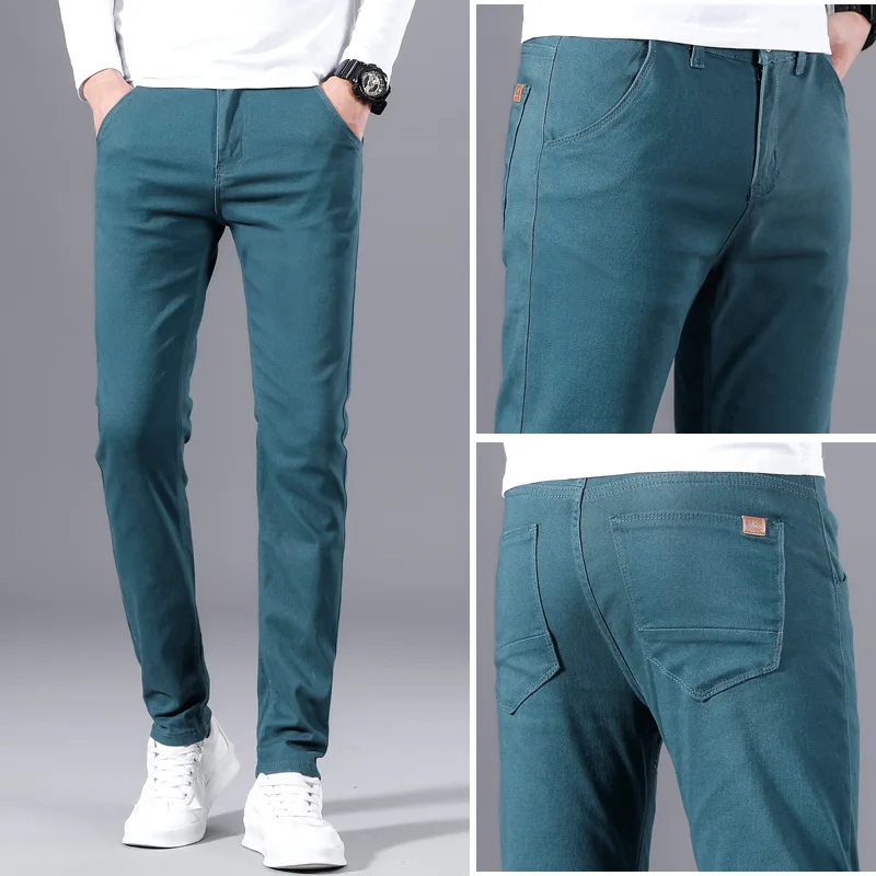 Poletje nove hlače, moške hlače priložnostno raztezajo vse-tekmo mala mladinska self-gojenje trend naravnost moške hlače