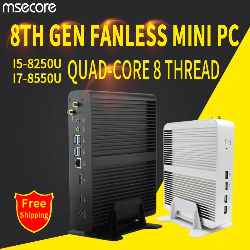 MSECORE i5 8250 i7 8550U DDR4 igro Mini PC Windows 10 Namizni Računalnik Nettop fanless pc linux barebone intel HTPC UHD620 WiFi