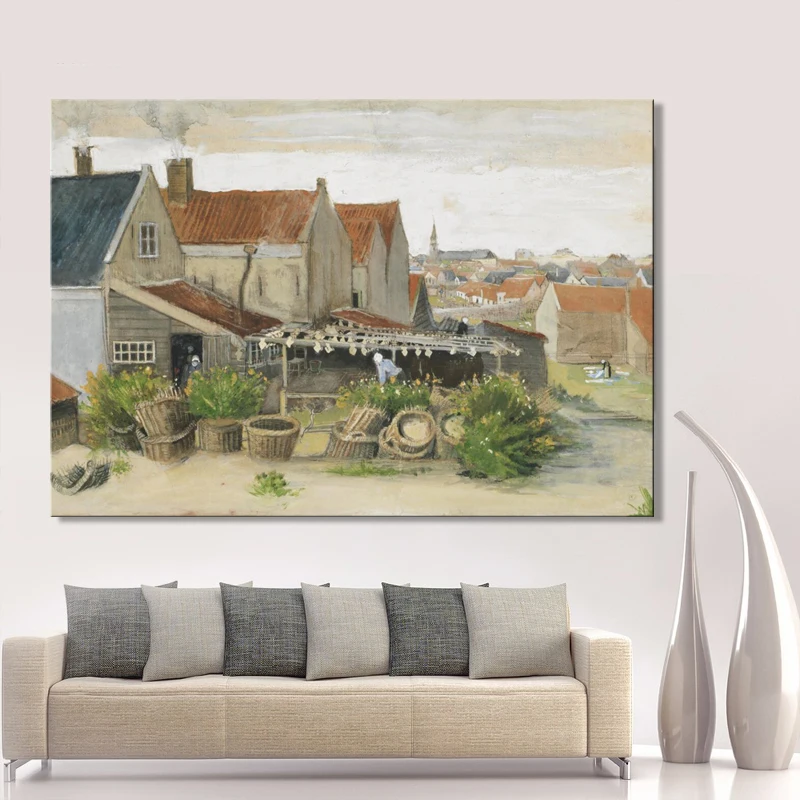 Nizozemski Slikar Van Gogh - Sušenje Hiša na Scheveningen Plakat, Tisk na Platno Stensko Umetnosti Slikarstva za Dnevni Sobi Doma Dekor