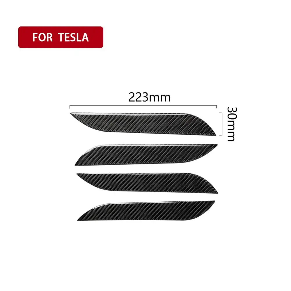 4Pcs Ogljikovih Vlaken Vrat Ročaj Kritje Trim Dekorativne Nalepke Avto-Styling za Tesla Model S 2016-2018 Auto Dodatki