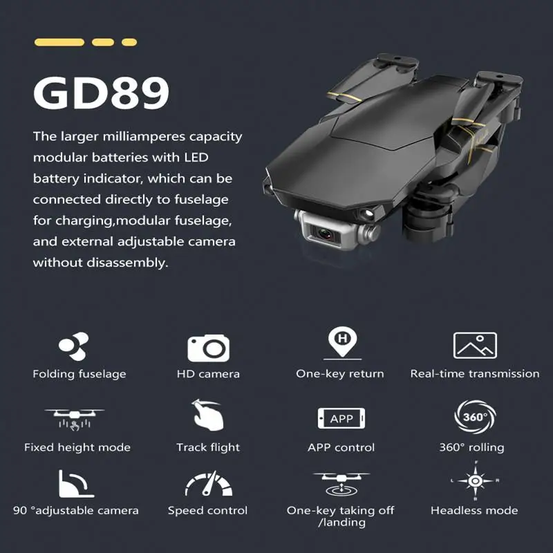GD89 RC Brnenje z dodatnim 4K HD Kamera FPV WIFI Višina Držite Selife Brnenje Zložljiva RC Quadcopter