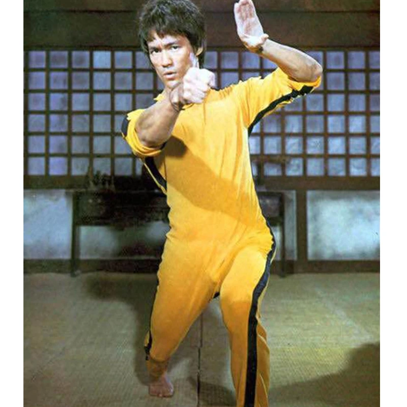 Otrok in Odraslih Bruce Lee igralne obleke Rumena Wushu Uniforme Kung Fu Nastavite Wu Shu Oblačila Kitajski Kopalke za Moške, Borilne veščine, ki jih Določa