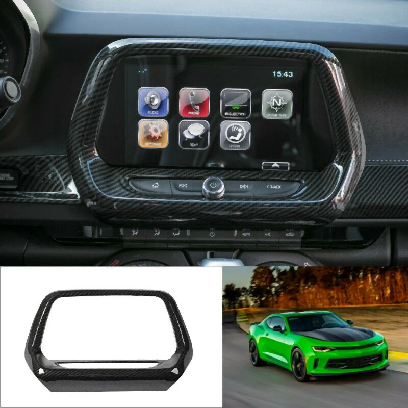 Ogljikovih Vlaken ABS, Centralno Konzolo Zaslonu Navigacijske Sn Plošča Trim za Chevrolet Camaro 2016-2020 Avto Dodatki