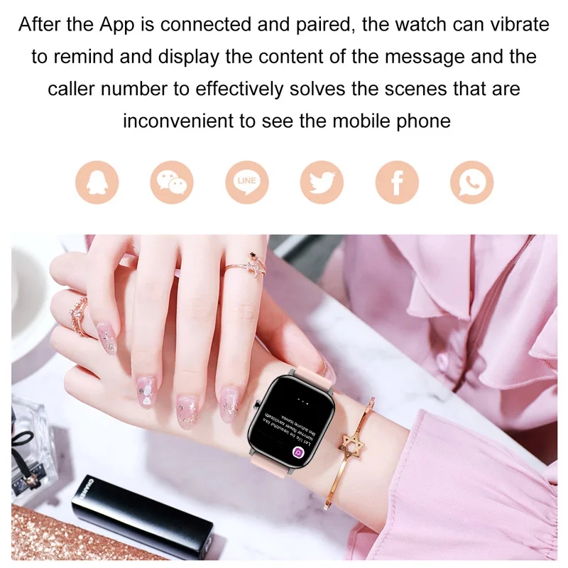 2020 Novi Barvni Zaslon Smart Gledajo Ženske, Poln na Dotik Fitnes Tracker Krvni Tlak za Xiaomi Ženska Smart Bluetooth Klic straže