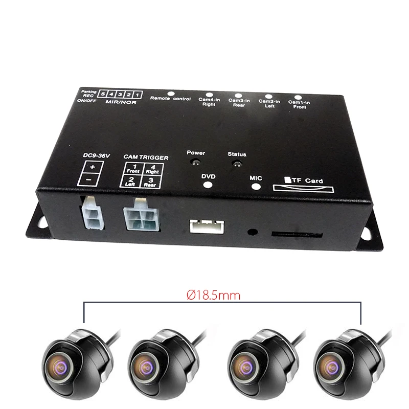 SD Inteligentni Mini avto Snemalnik DVR Panoramsko vožnjo Spremljanje Prometa Snemalnik štiri poglede video 4 channel CCd kamera