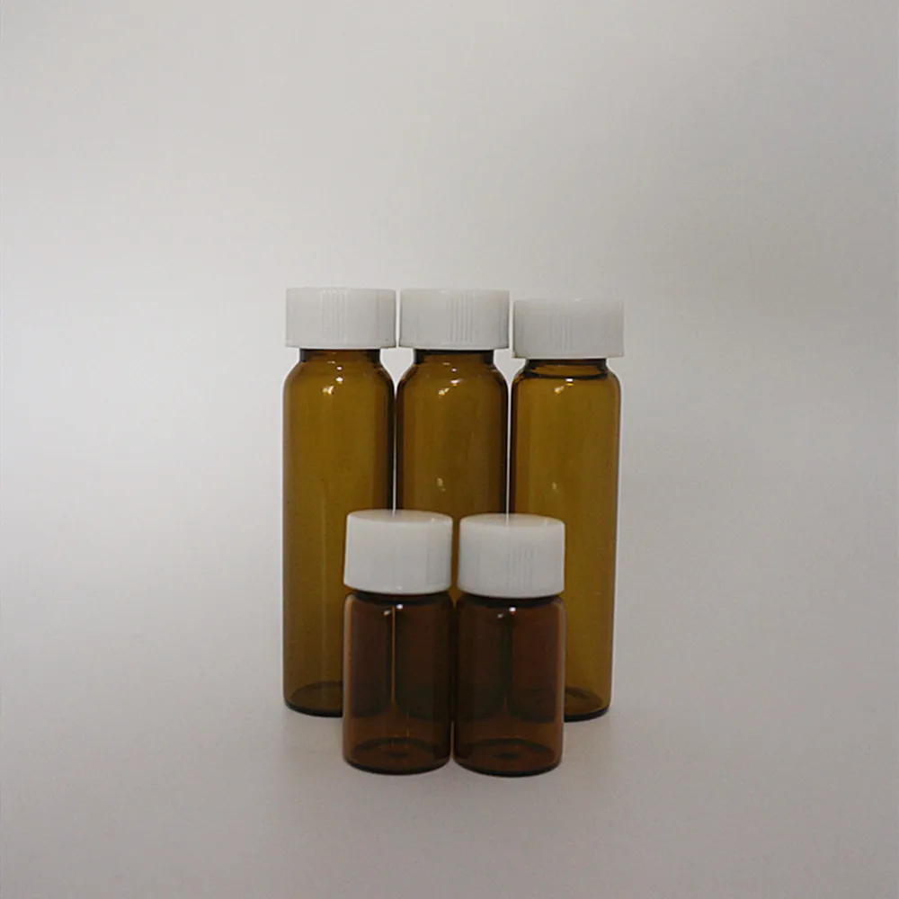 3ml, da 50 ml, Rjavo Steklo vzorec steklenice z belim plastičnim pokrovčkom, eterično olje, steklenica za laboratorijsko uporabo