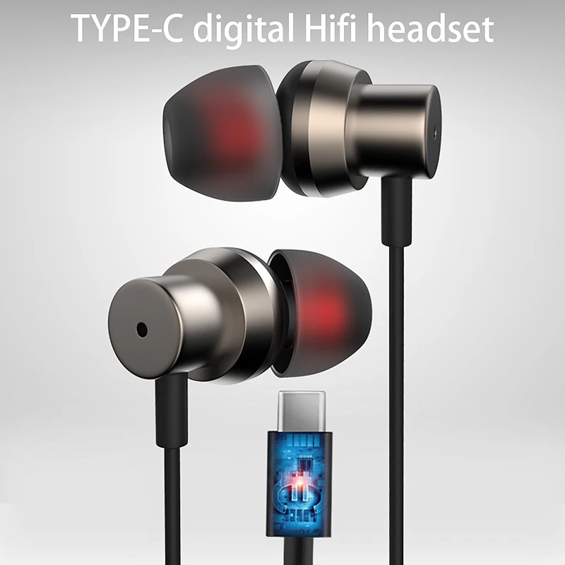 Tip-C Slušalke Digitalni Slušalke Dekodiranje Čip HI-fi Slušalke za Meizu 16S Huawei Xiaomi Slušalke