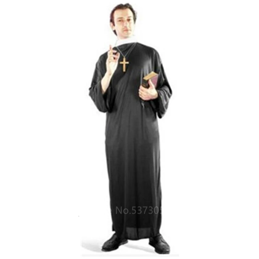 Misijonar Cosplay Kostumi za Odrasle Halloween Carnival Duhovnik Nuna Dolge Plašče Verske Pobožni Katoliška Cerkev Vintage Oblačila
