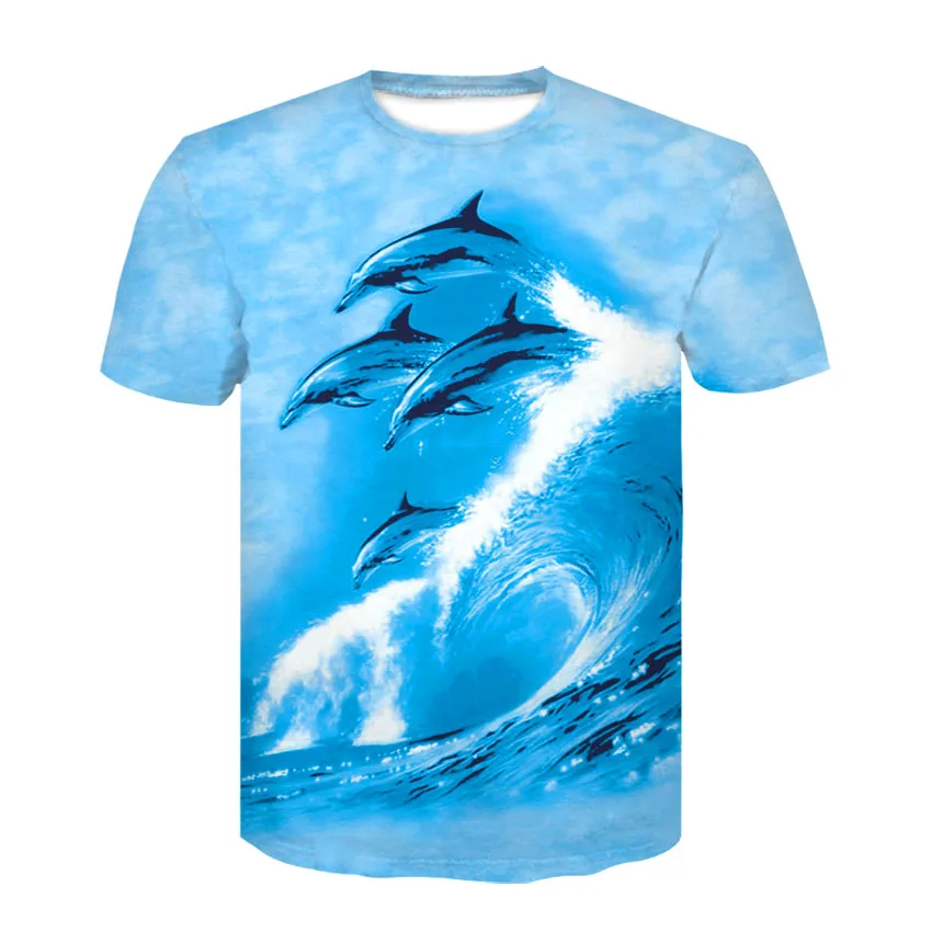 2020 poletje moda, moška kratka sleeved živali mavrica dolphin natisnjeni T-shirt 3D-modni visoke kakovosti za moške in ženske t-shirt