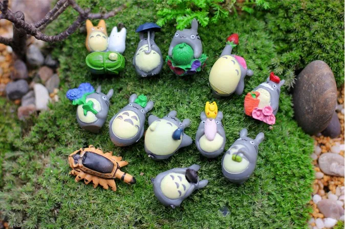 12pcs/veliko Vroče Prodaje Mini Moj Sosed Totoro Smolo Obrti Anime Slika DIY Moss Mikro Krajine Igrače Trgovina KS 011