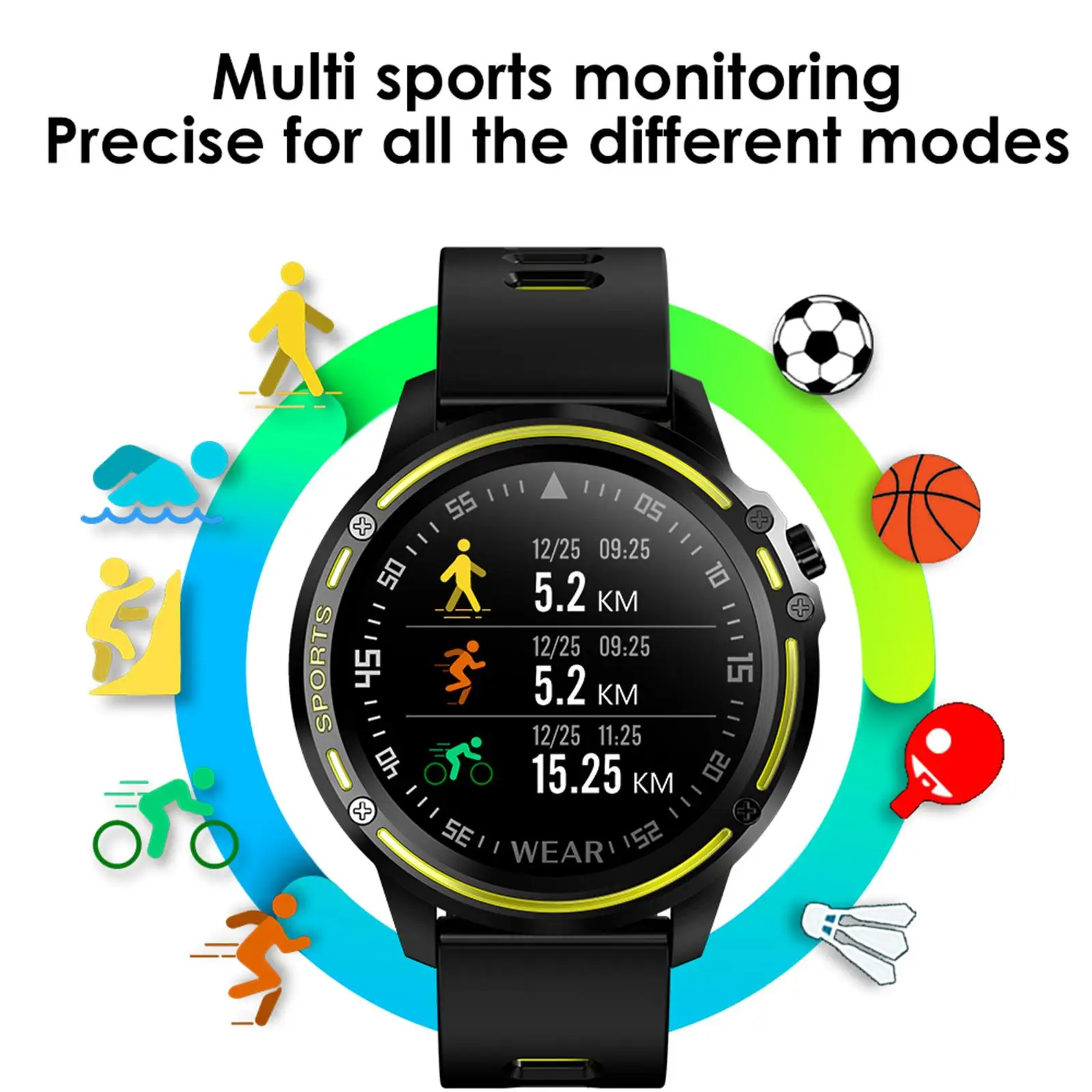 Več Športnih Nepremočljiva Pametno Gledati Bluetooth Smartwatch Srčnega utripa EKG Zapestnica Telefon Mate Sporočila Opomnik