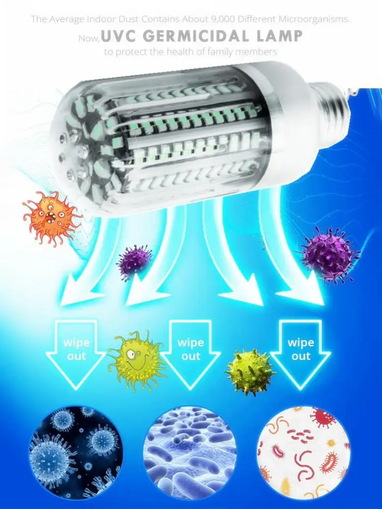 40W UV proti klicam UV Sanitier E27 Ultravijolično sevanje UVC Luči Koruza Žarnico za Dezinfekcijo Sterilizator Svetilke Za Dom v zaprtih Prostorih Ozona Svetlobe