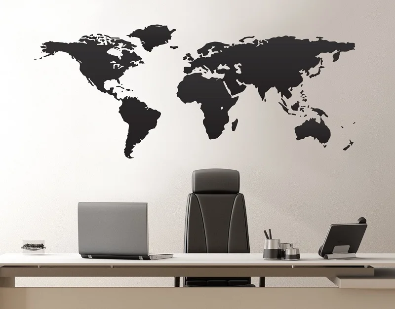 Svetovni zemljevid vinil stene decals. Velika dnevna soba dekoracijo, soba, pohištvo dekoracija DT11