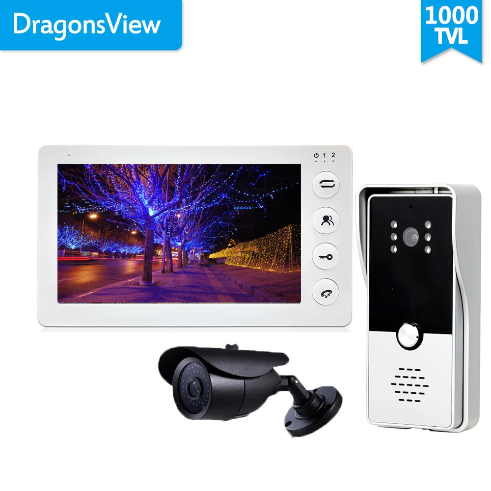 Dragonsview Doma Interkom Sistem 7 Palčni Video Vrata Telefon Zvonec Kamere, Zaznavanje Gibanja, Snemanje Odklepanje Kartice SD