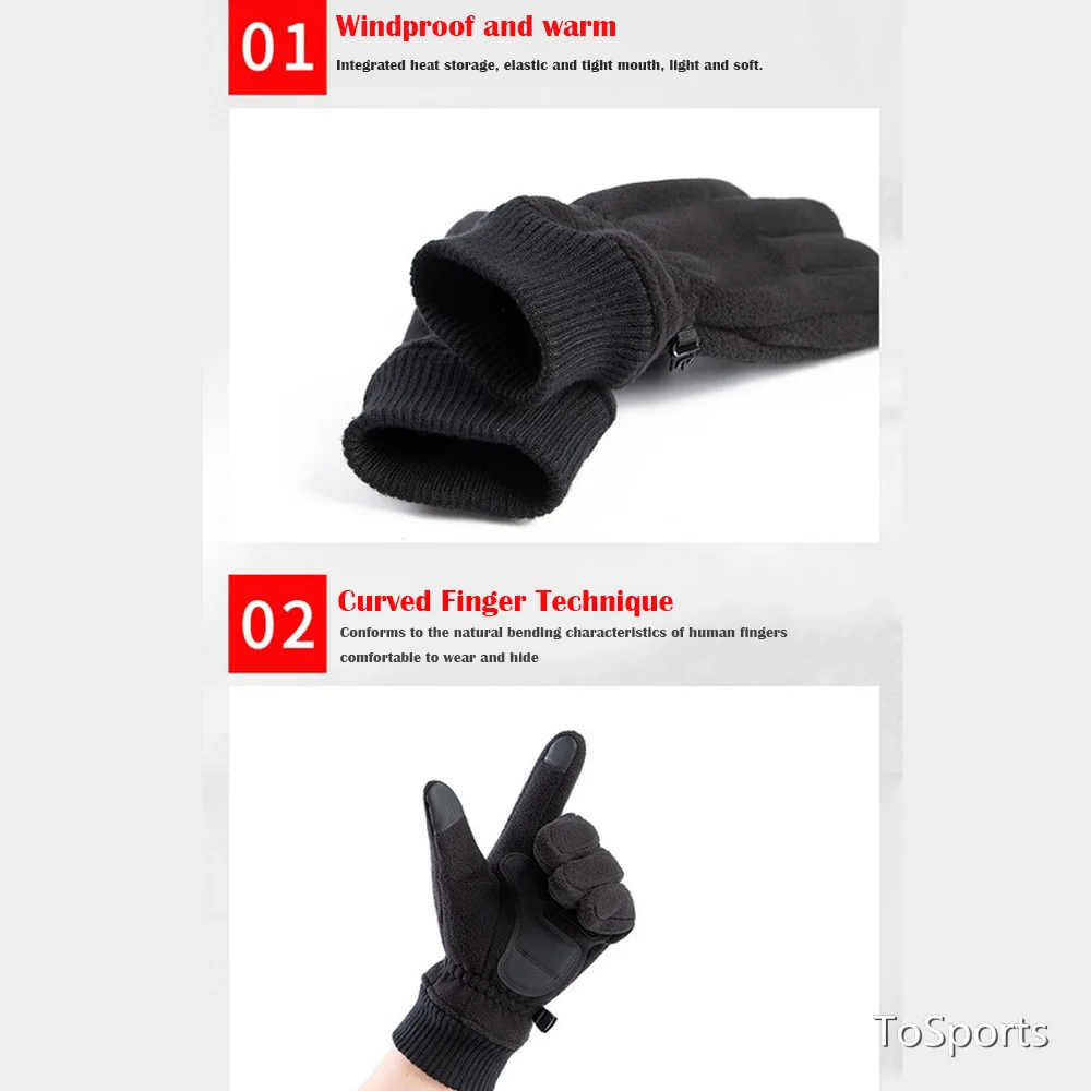 Rokavice Moški Pozimi Polar Runo Plus Žamet Zgosti Tople Rokavice Za Kolesarjenje Športne Vožnje Non-slip Toplino Zaslon na Dotik Rokavice