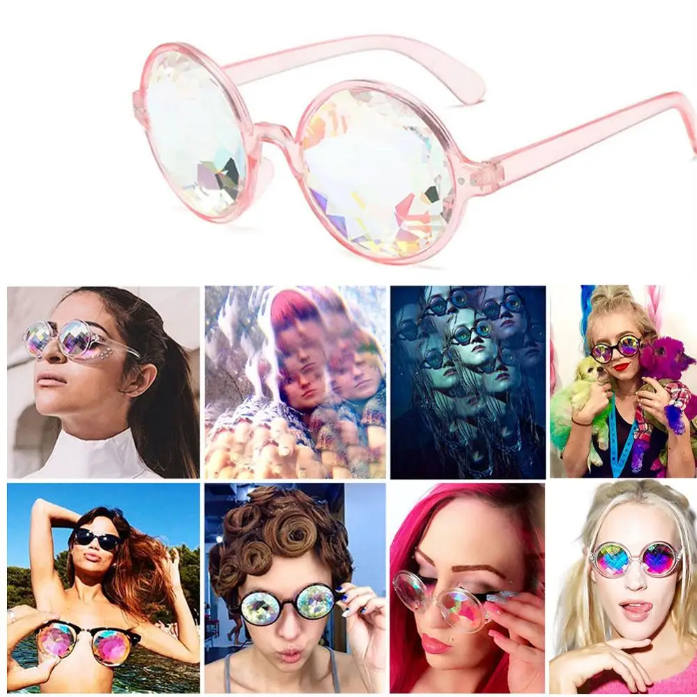 1Pair Kaleidoscope Mavrica Sunglass Kostum Cosplay Stranka Dekoracijo Plastičnih Prizmo Očala Bachelorette Stranka Dobave