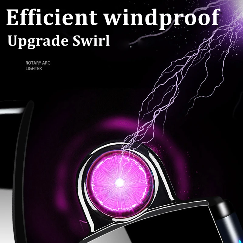 Kovinski Električni Rotacijski Lažji Windproof Dvojno Arc ponovno Polnjenje z USB vtičnico za Vžigalnik Prstnih Dotik Svetila Z LED Moč