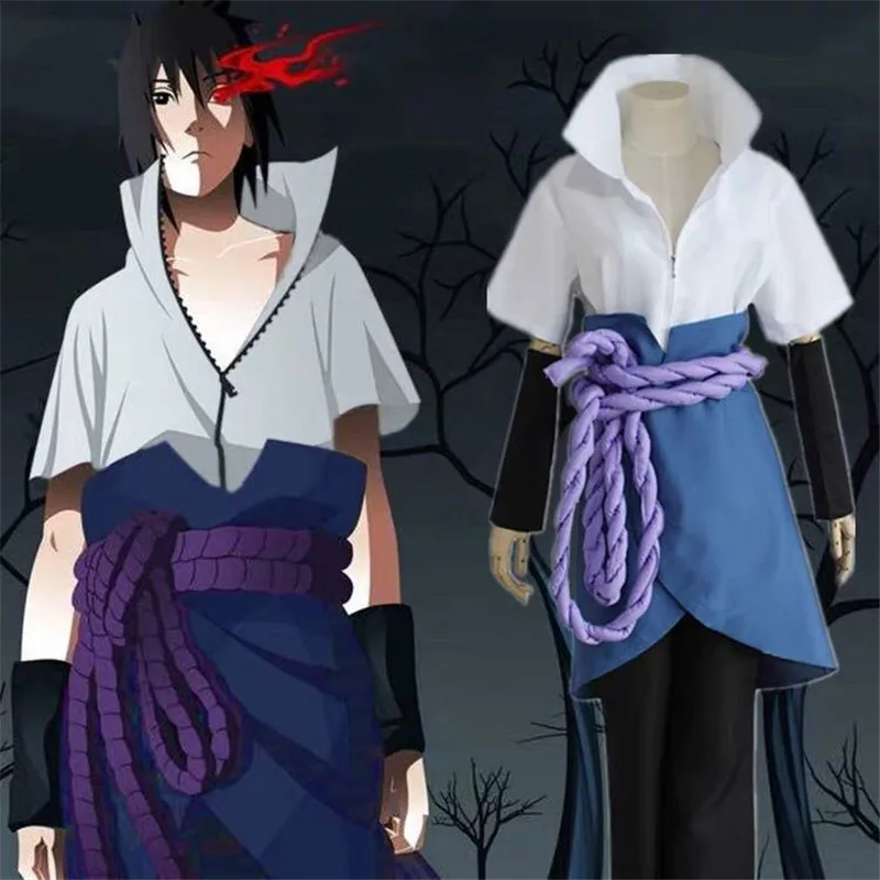 Anime Naruto Cosplay Kostum Obleko Shippuden Oblačila Halloween Party Cosplay Uchiha Sasuke Blazer+hlače+Pas Vrv+handguard