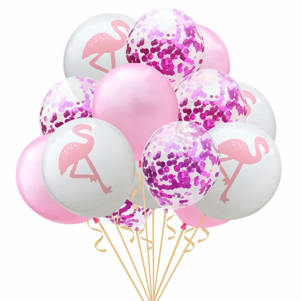 15pcs Hawaiian Tropic Stranka Baloni Flamingo Ananas Listi Pregledni Globos Balon Set za Rojstni dan Beach Party Supplies