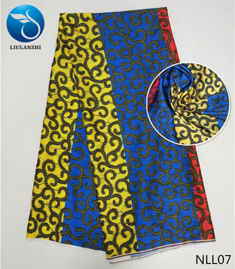 LIULANZHI saten tiskanje tkanine Afriške satena svilena tkanina Dutch design 2019 nov prihod za obleko 5yards NLL01-19