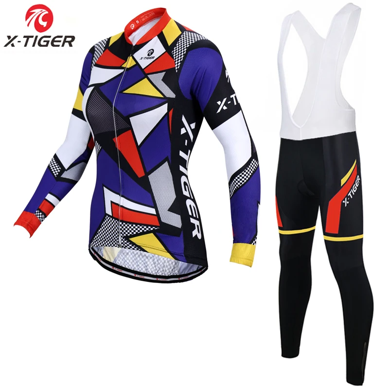 X-Tiger Pomlad Pro Ženske Kolesarski Dres Komplet Dolg Rokav Mountain Bike Wear Dirke Kolesarska Oblačila Kolesarska Oblačila