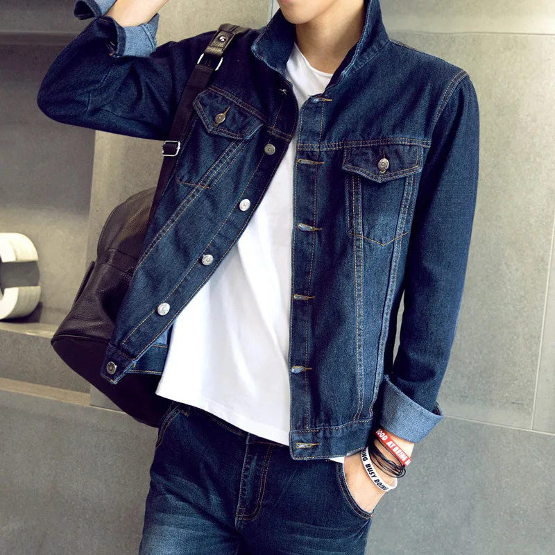 Moške Jeans Jakno Plašč luknjo Pomlad jesen Trdna Priložnostne Japonski korejski Stil za Moške Jean Outwear Nekaj suknjič Kavboj