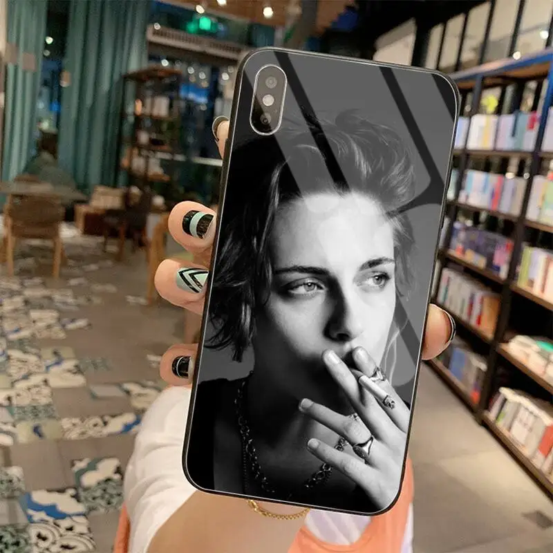 YJZFDYRM Kristen Stewart kajenje MV TPU Telefon Primeru Zajema Kaljeno Steklo Za iPhone 11 XR Pro XS MAX 8 X 7 6S 6 Plus SE 2020 primeru
