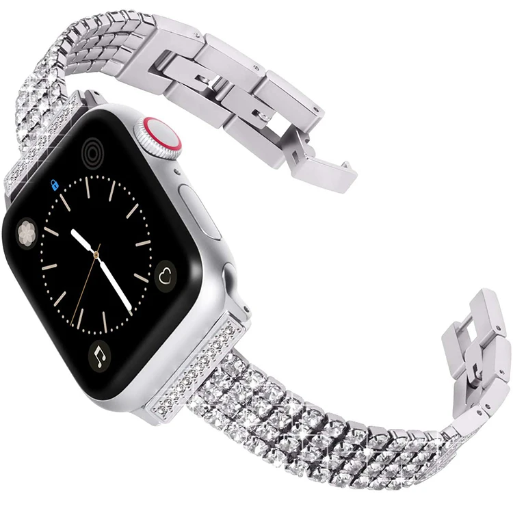 Za Apple watch watch6/5/4/3 modni diamant encrusted iz nerjavečega jekla štiri vrstice diamantno zapestnico