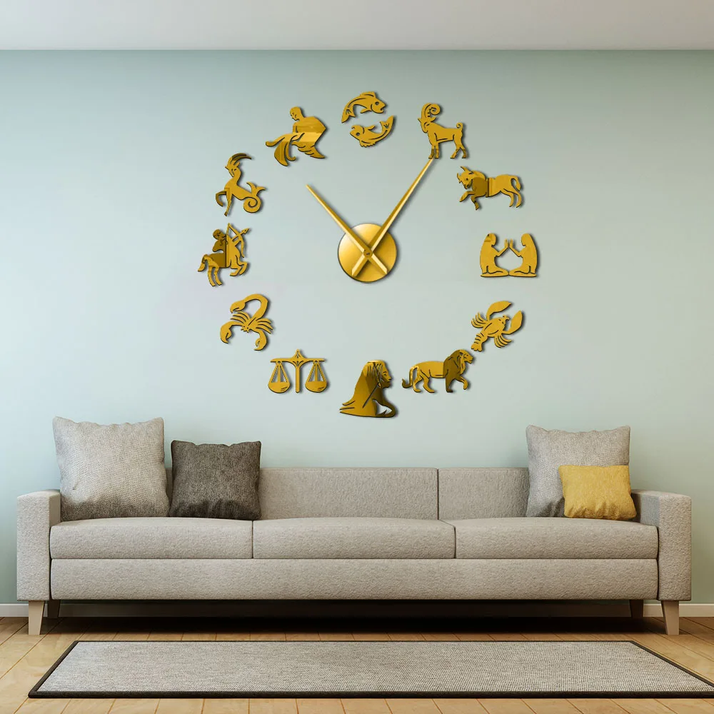Zodiak Znaki Wall Art Nalepke Izključno Stenske Ure Constellation DIY Velikan Stenske Ure Astrologija Visi Ura uro Doma Dekor