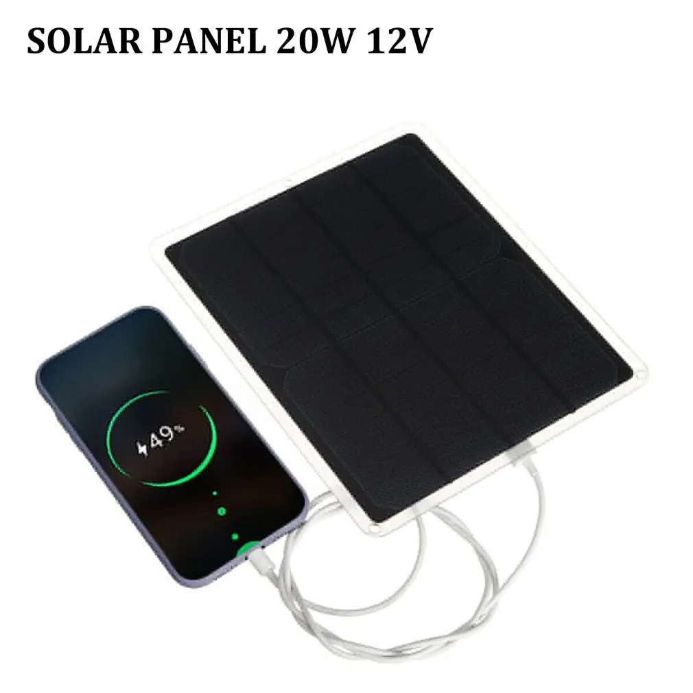 Prilagodljiv solarni panel 20w plošče sončne celice celice modul DC za avto, jahto svetlobe RV 12v baterija čoln 5v zunanji polnilnik 2020 nova