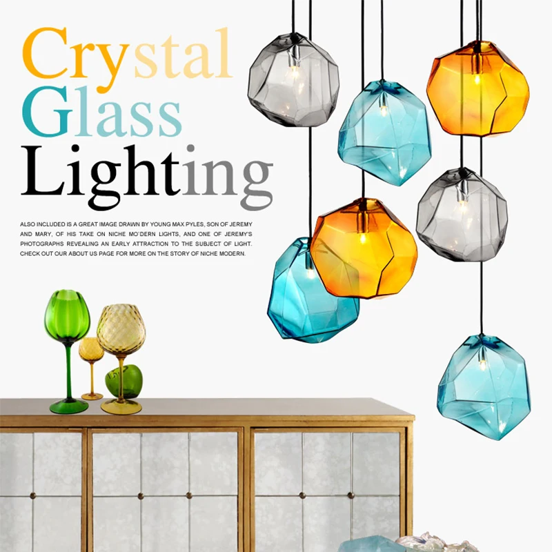 Sodobna Stekla, ki Visi Light Crystal Pisane Hanglamp LED Nordijska Led Obesek luči za dnevno Sobo, Spalnico, Kuhinjo, Jedilnico