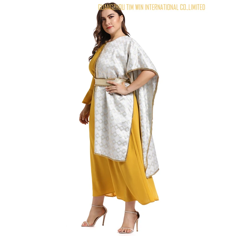 2021 Abaya Dolgo V Pomlad Ženska Obleke Velik Plus Velikost Moda Elegantno Nezakonitih Šivanje Visoko Pasu Sashes Maxi Ramadana Obleko