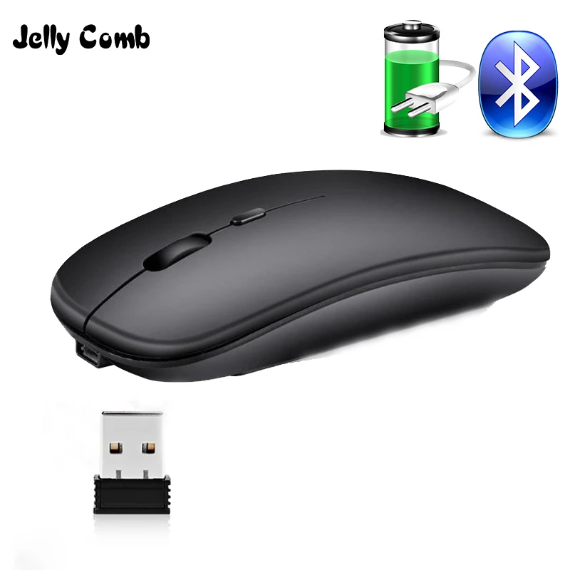 Jelly Glavnik za Polnjenje Brezžično Miško Bluetooth Miška Dvojni Način Slim Tiho Miši za Prenosni Telefon, Tablični računalnik Bluetooth 5.0 Miško