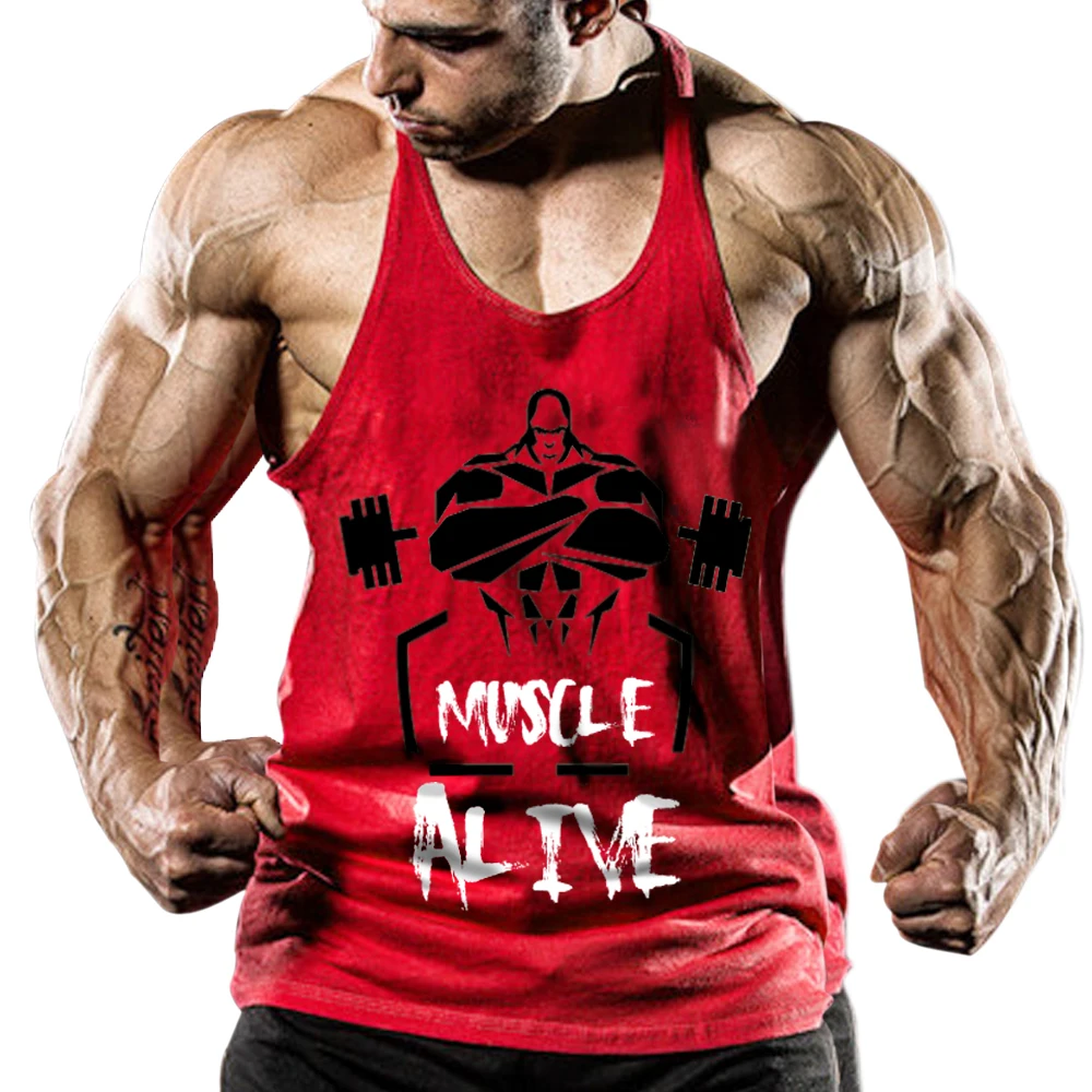MIŠICE ŽIV Moške bodybuilding tank top stringer uvježbavanje majice y nazaj bombaž spandex telovadnici fitnes oblačila tanktops brez rokavov