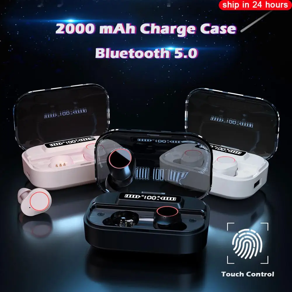 Novo TWS Bluetooth Slušalke Brezžične Slušalke 2000mAh Touch Kontrole Šport Nepremočljiva Čepkov Z LED Zaslon HD Klic Slušalke