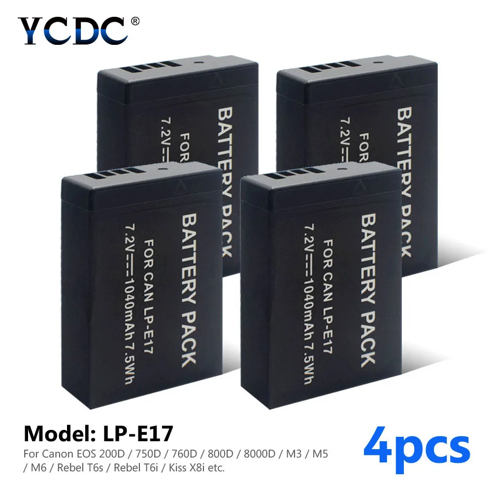 1/2/4pcs LP-E17 7,2 V 1040mAh Litij-polymer Akumulatorske Baterije Za Canon Fotoaparat SLR EOS 200D 750D 760D 800D M3 M5 M6