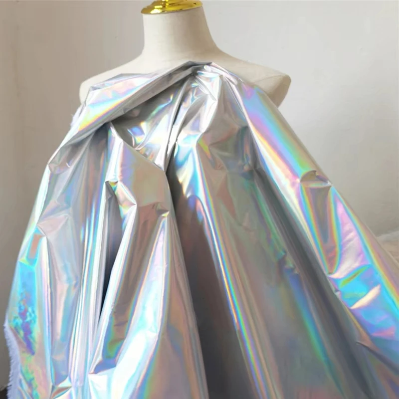 Mavrična Holografski Krpo Laser Nepremočljiva Navidezna Barva DIY Vrečke Plašč Obleko Fazi Odsevna Oblačila Dekor Oblikovalec Tkanine