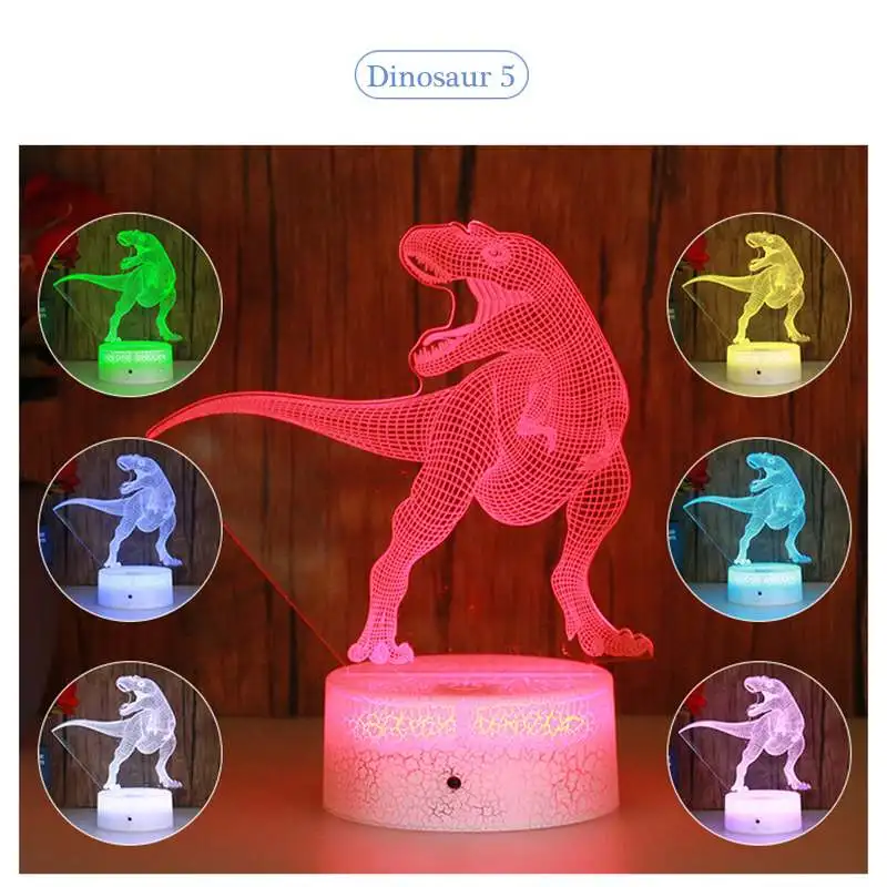 Dinozaver 3D LED Iluzijo Lučka 3D Optično Iluzijo Luči 7 barvo, Večbarvne USB Doma Dekoracijo Barva Spremenljivo Svetilke za fante