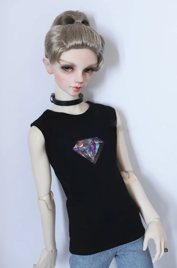 Lutka obleko črne postane telovnik z diamantnim tiskanje telovnik za 1/3 BJD SD DD SD17 Stric punčko oblačila dodatki