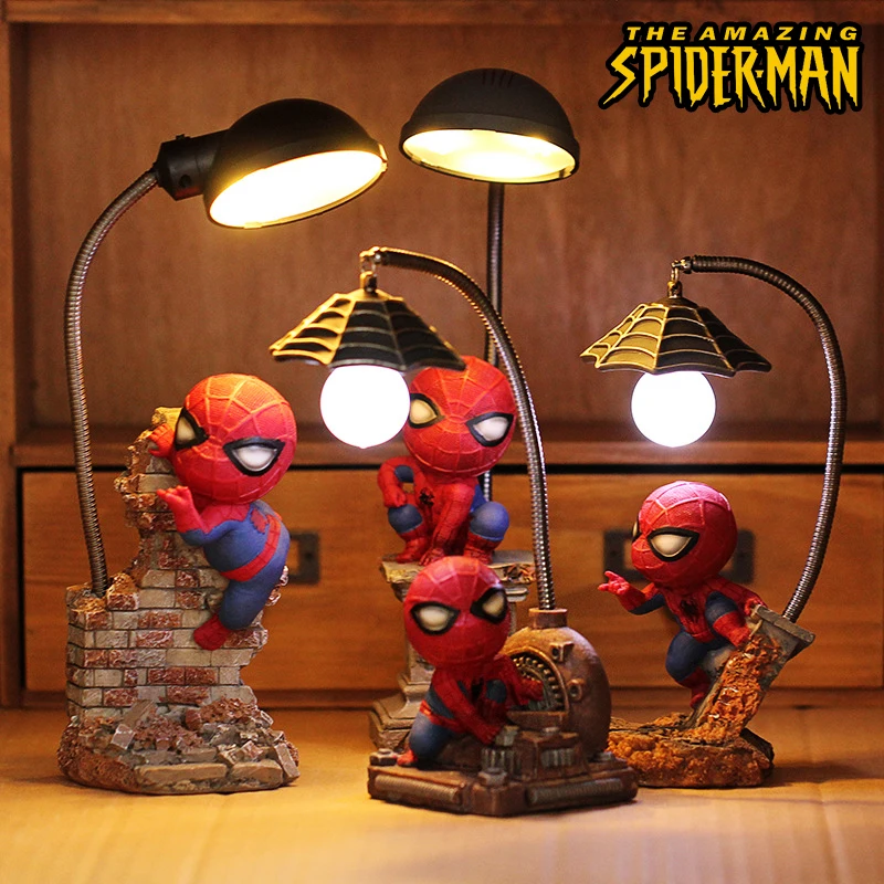 Super Spiderman Avengers Unije 3 Led Nočna Lučka Smolo Obrti Fant je Doma Namizje namizne Svetilke Figurice Rojstni dan, Božič, Poročna Darila