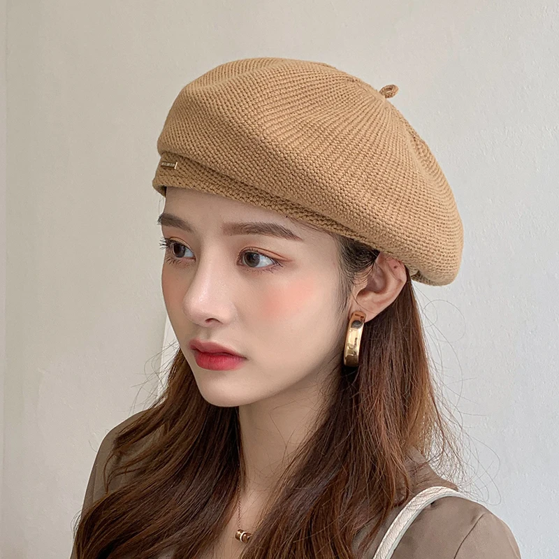Baretka klobuk za ženske francoski Klasični Čiste barve pleteno bombažno perilo modni dekleta jeseni, pozimi umetnosti slikar klobuk priložnostne oblikovanje klobuk