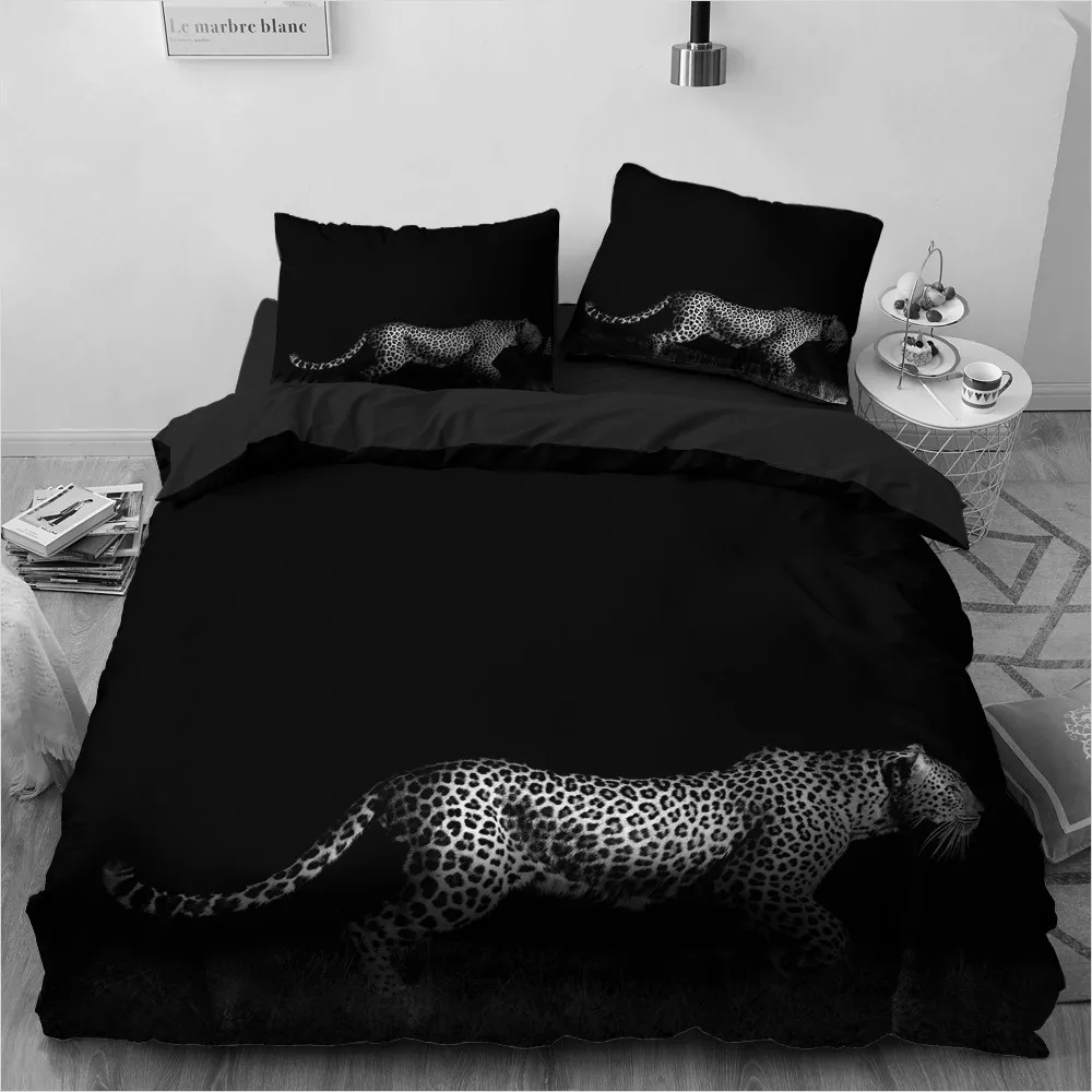 3D Posteljnina Določa Leopard Black Rjuhe Odeja Pokrovček Nastavite Tolažnik Posteljno Perilo, Prevleke Kralj Kraljica Polni Velikosti 140*210 Doma Texitle
