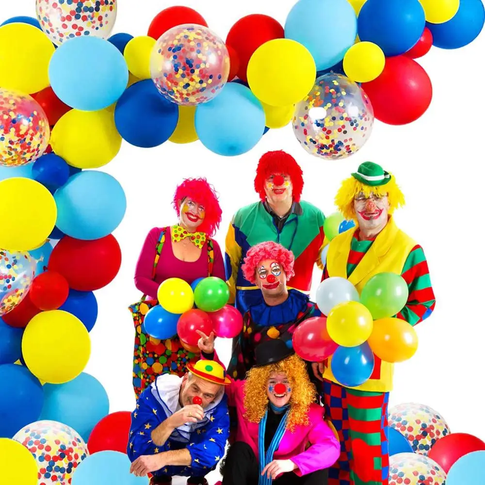 Karneval Cirkus Balon Arch Garland Kit Cirkus Temo Razvrstan Latex Baloni Rdeča Modra Zelena Rumena za Pustni Zabavi za Rojstni dan