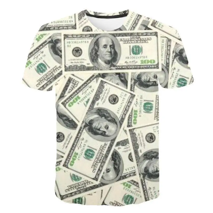 Telovadnice Dolar T-shirt za moške denar T-shirt Gothic 3d smešno T-shirt hip-hop T-shirt kul T-shirt za moške oblačila 2019 novo poletno majico